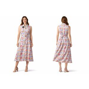 Robe Femme Multicolore Sans Manches | Motif Abstrait | Ceinture | Made in CANADA